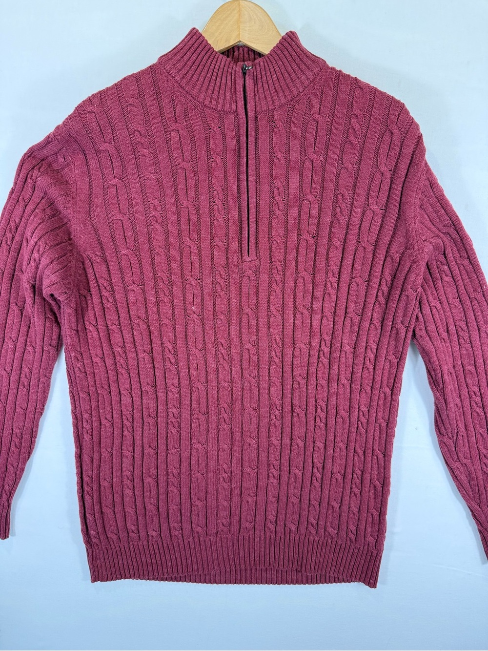 Izod Men's Cable Half-Zip Sweater in Rose